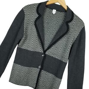 Saks Fifth Avenue Women's Cardigan Sweater Sz Medium 100% Super Fine Merino Wool